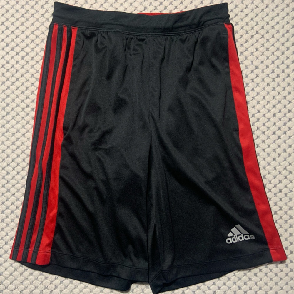Adidas Kids Black and Red Shorts